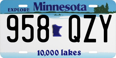 MN license plate 958QZY