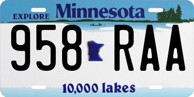MN license plate 958RAA