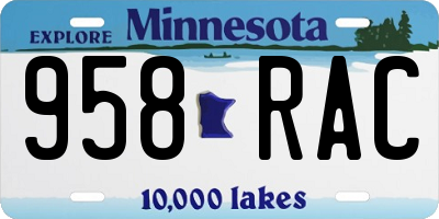 MN license plate 958RAC