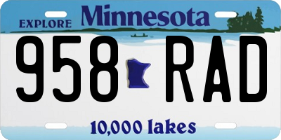 MN license plate 958RAD
