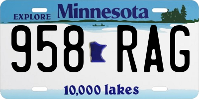MN license plate 958RAG