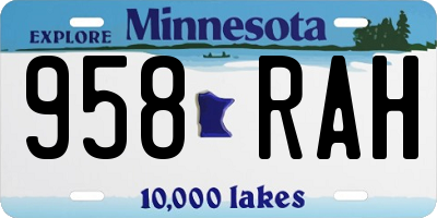 MN license plate 958RAH