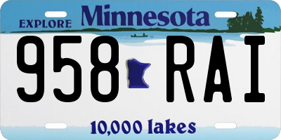 MN license plate 958RAI