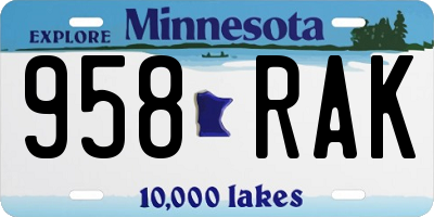 MN license plate 958RAK