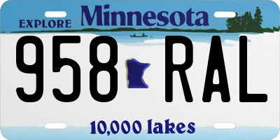 MN license plate 958RAL