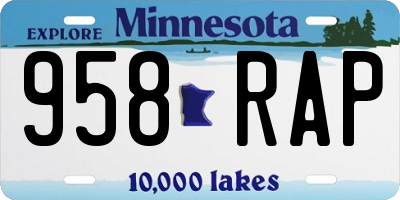 MN license plate 958RAP