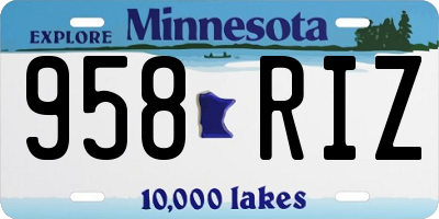 MN license plate 958RIZ