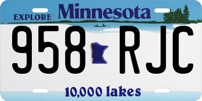 MN license plate 958RJC