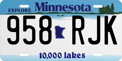 MN license plate 958RJK