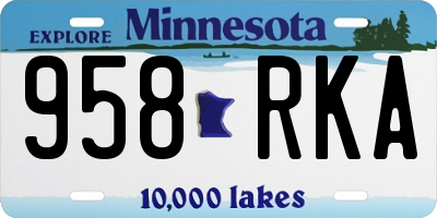 MN license plate 958RKA