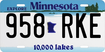 MN license plate 958RKE