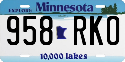 MN license plate 958RKO
