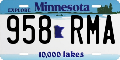 MN license plate 958RMA
