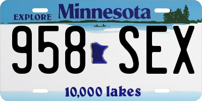 MN license plate 958SEX