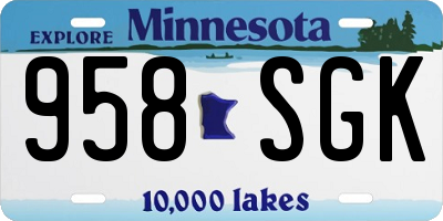 MN license plate 958SGK