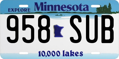 MN license plate 958SUB