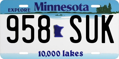 MN license plate 958SUK