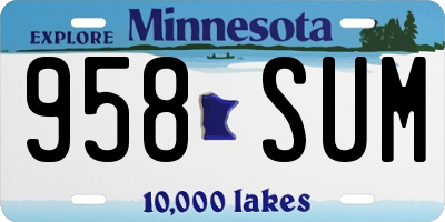 MN license plate 958SUM