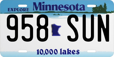 MN license plate 958SUN