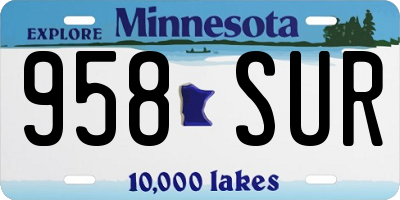 MN license plate 958SUR