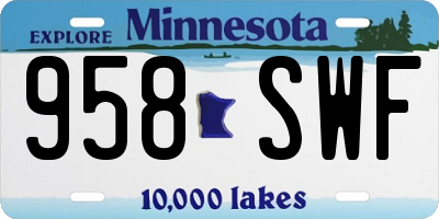 MN license plate 958SWF