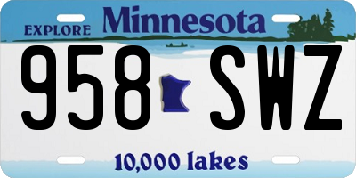 MN license plate 958SWZ