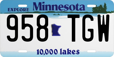 MN license plate 958TGW