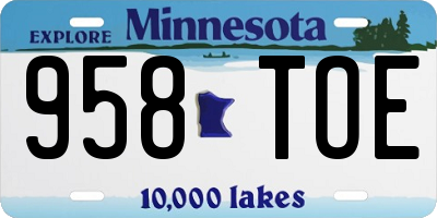 MN license plate 958TOE