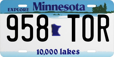 MN license plate 958TOR