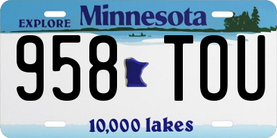 MN license plate 958TOU