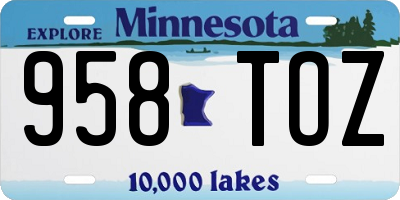 MN license plate 958TOZ