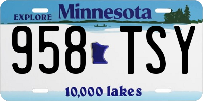 MN license plate 958TSY