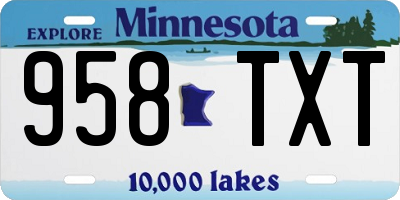 MN license plate 958TXT