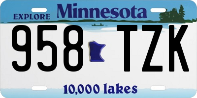 MN license plate 958TZK