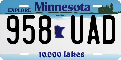 MN license plate 958UAD