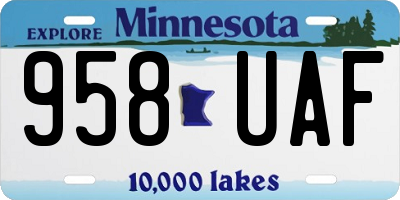 MN license plate 958UAF