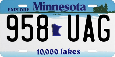 MN license plate 958UAG