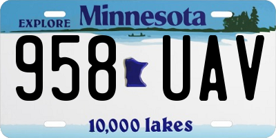 MN license plate 958UAV