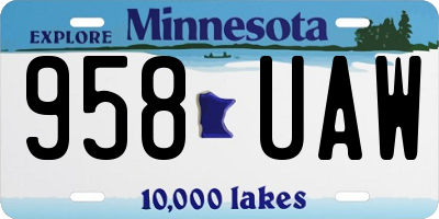 MN license plate 958UAW