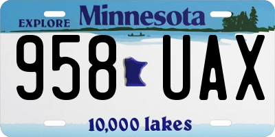 MN license plate 958UAX