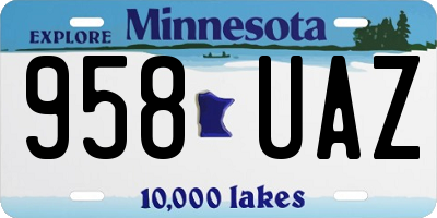 MN license plate 958UAZ