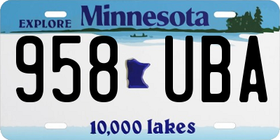 MN license plate 958UBA