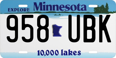 MN license plate 958UBK