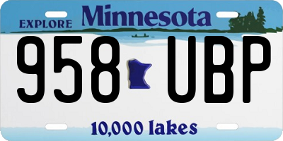 MN license plate 958UBP