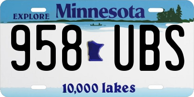 MN license plate 958UBS