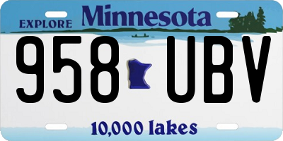 MN license plate 958UBV