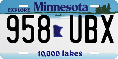 MN license plate 958UBX