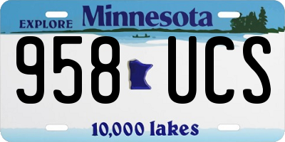 MN license plate 958UCS