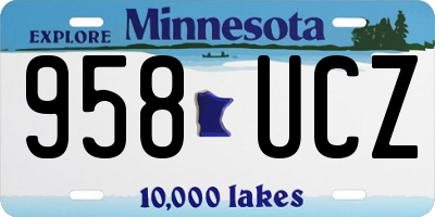 MN license plate 958UCZ