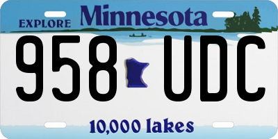 MN license plate 958UDC